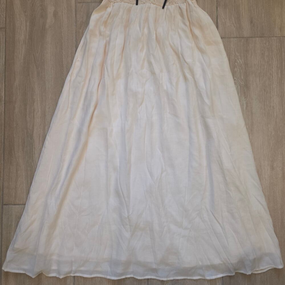 Roolee NWT Maxi Dress Womens Small Ivory Puff Sleeve Cottagecore Lace Bow - Picture 5 of 12
